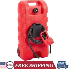 Portable 15-Gallon Fuel Caddy HDPE Gas Diesel Tank w/ Pump  Wheels  10 FT Hose