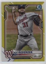 2021 Bowman Chrome Yellow Refractor 59/75 Max Scherzer #77 18ul