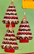 Walco Holiday STARRY TREE Vintage Sequin Bead Christmas Ornament Kit Makes 3 NOS