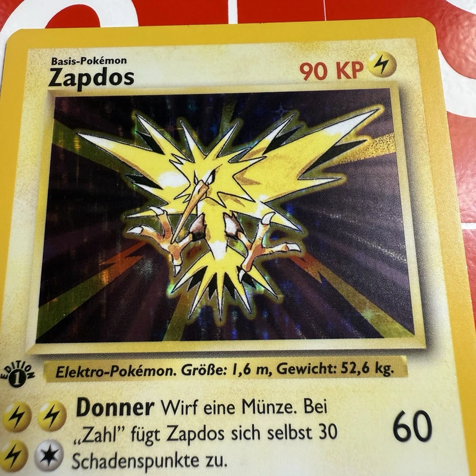 Pokemon TCG Zapdos 16/102 Base Set 1st Edition Holo German- NM - Image 2 of 4