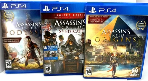 Assassin's Creed Sony PS4 3 Game Lot: Odyssey, Syndicate & Origins
