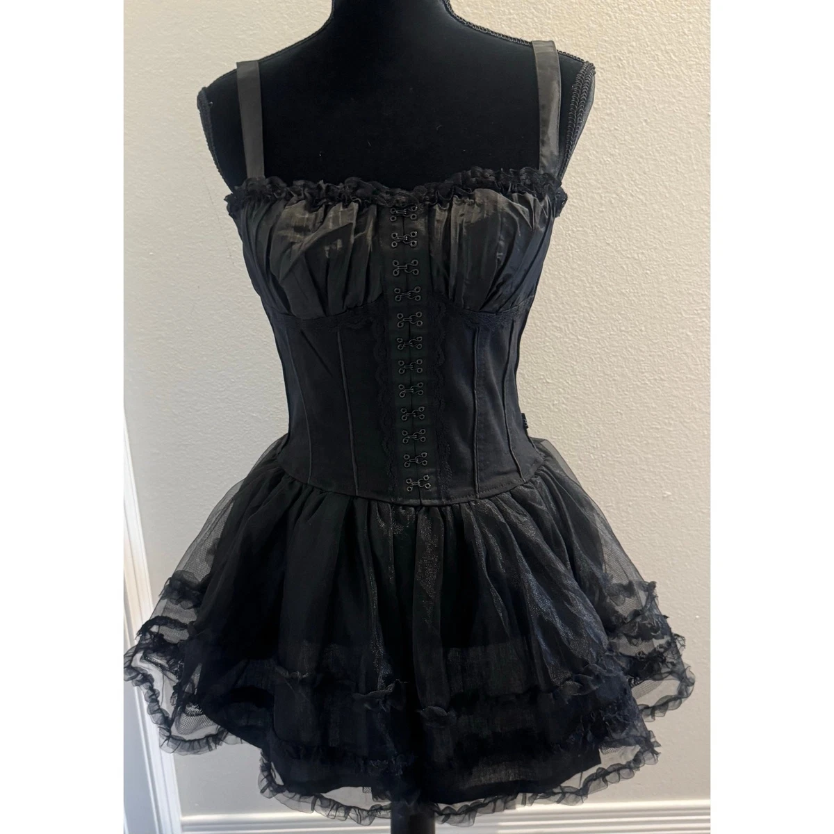 royal bones by tripp black lace dress ROYAL BONES TRIPP GOTHIC LAYERED LACE DRESS VAMPIRE GOWN HALLOWEEN WICCA SZ  MD