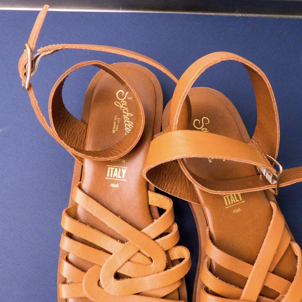 Sandalias de cuero Seychelles Gladiador para mujer talla 8,5 Italia cuero marrón (nuevas) Foto 2 de 4