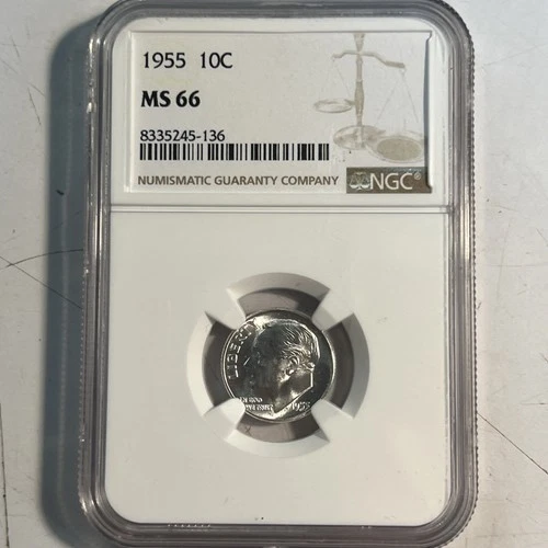 1955 Roosevelt Dime 10c NGC MS 66  Uncirculated