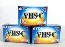 Lot Of 3 New TDK VHS-C HG Ultimate Camcorder Video Cassette Tapes 30 min Sealed