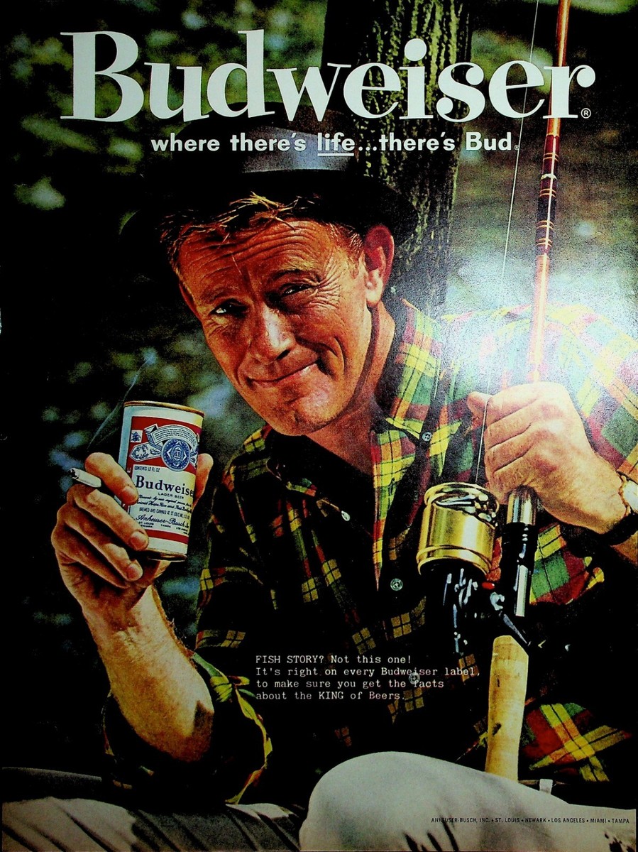 budweiser cigarettes Original 1960s Beer Ad: Angler Holding Beer Can Fishing Rod Cigarette This high olive oil recipe makes this a milder bar This is a Marlboro dad