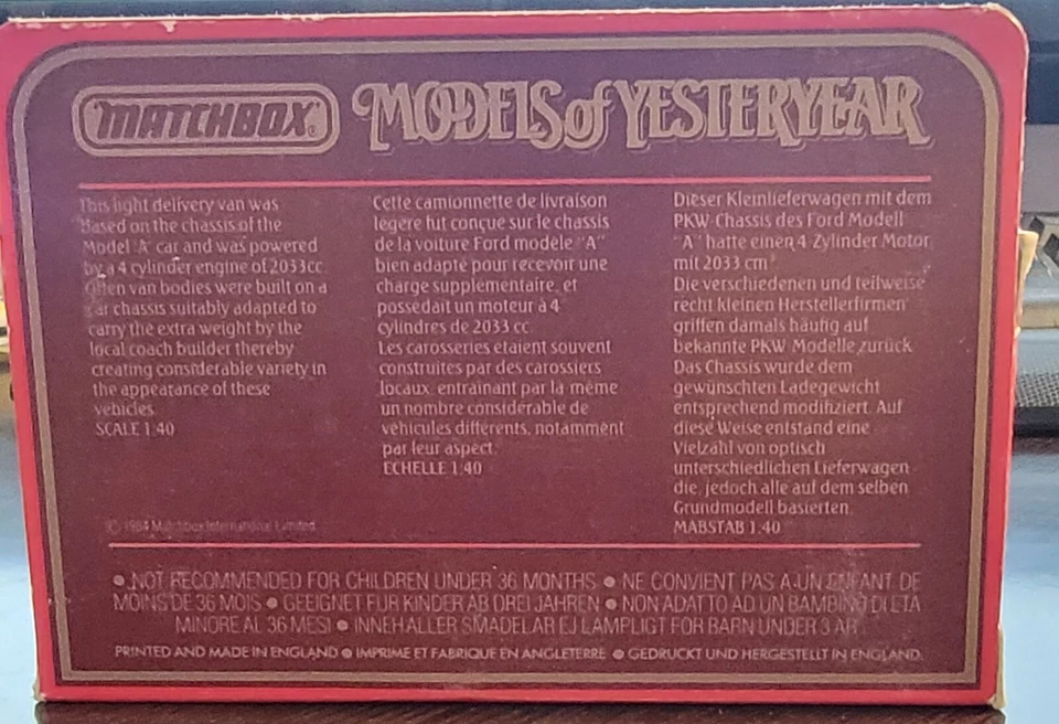 Matchbox Models Of Yesteryear Y-22 1930 Model A Ford Van Palm Toffee 1:40 Scale - Image 2 of 2