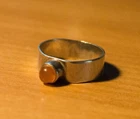 Vintage Silver White Metal Carnelian Stone Set Modernist Style Ring