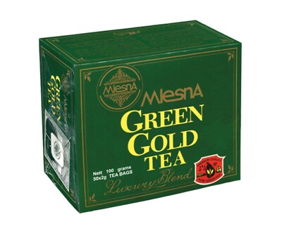 Mlesna Pure Ceylon GREEN GOLD Tea Luxury Blend Premium Quality Tea Bags 50 & 100