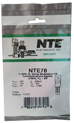 NTE78: NPN RF Power Transistor: 3-4 Watt Output: Ideal for QRP: Great Price