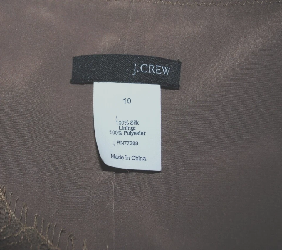 J CREW Taupe Brown Sleeveless 100% Silk Lace Trim Blouse Tank Top Size 10 - Image 4 of 4