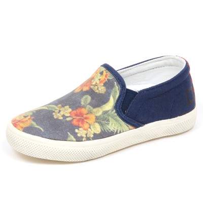 E5278 girls canvas sneaker D.A.T.E. slip on blue shoes baby kid girl