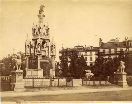 Tirage Albuminé Vintage (env. 1880) - Monument National, Genève, Suisse - Format 20x25 Cm