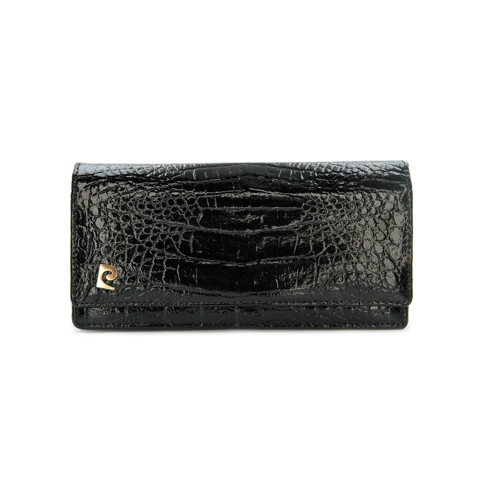 Pochette Pierre Cardin vintage Années 80 Simili cuir façon Crocodile Noir verni - Photo 4/4