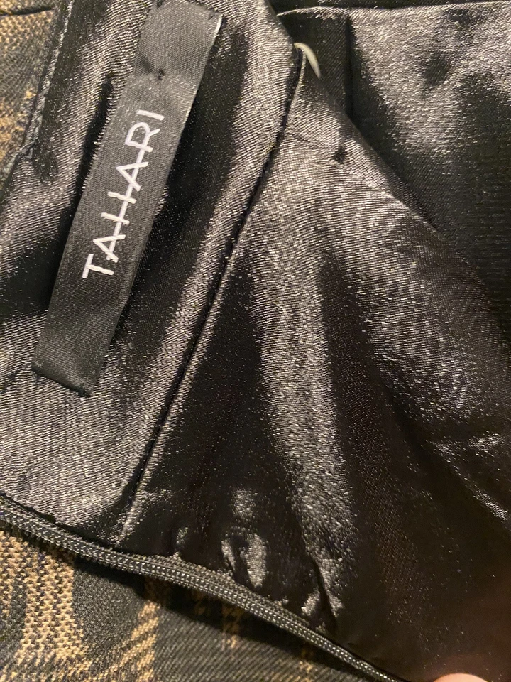 Falda lápiz Tahari talla 4 marrón negro forrada de leopardo abertura Foto 3 de 4