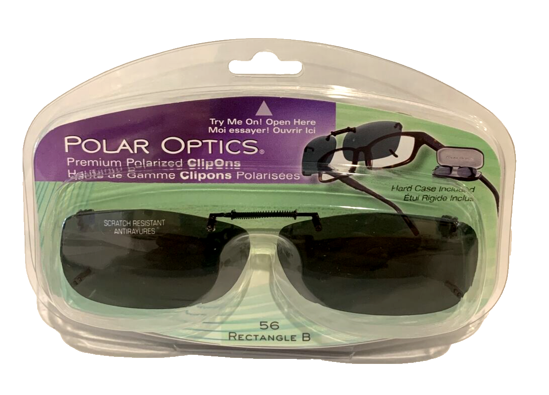 Polar Optics 56 rec B Black Polarized Frameless clip on Sunglasses Case
