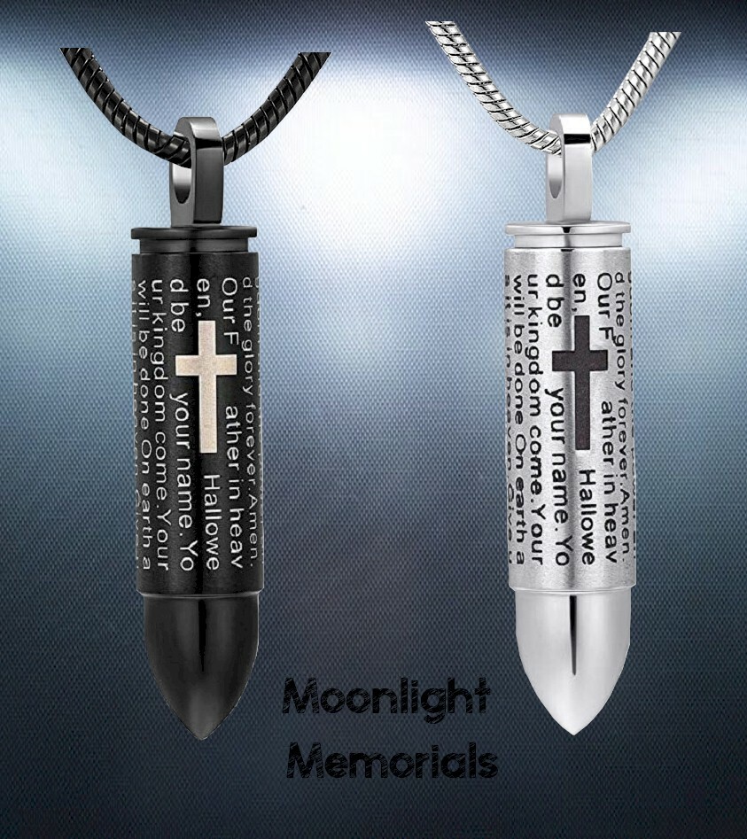 New Bullet The Lord's Prayer Urn Cremation Ashes Pendant Memorial Necklace