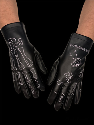 Men's Gloves Embroidery. From Eco-leather With Embroidery. Gloves Are Warm.