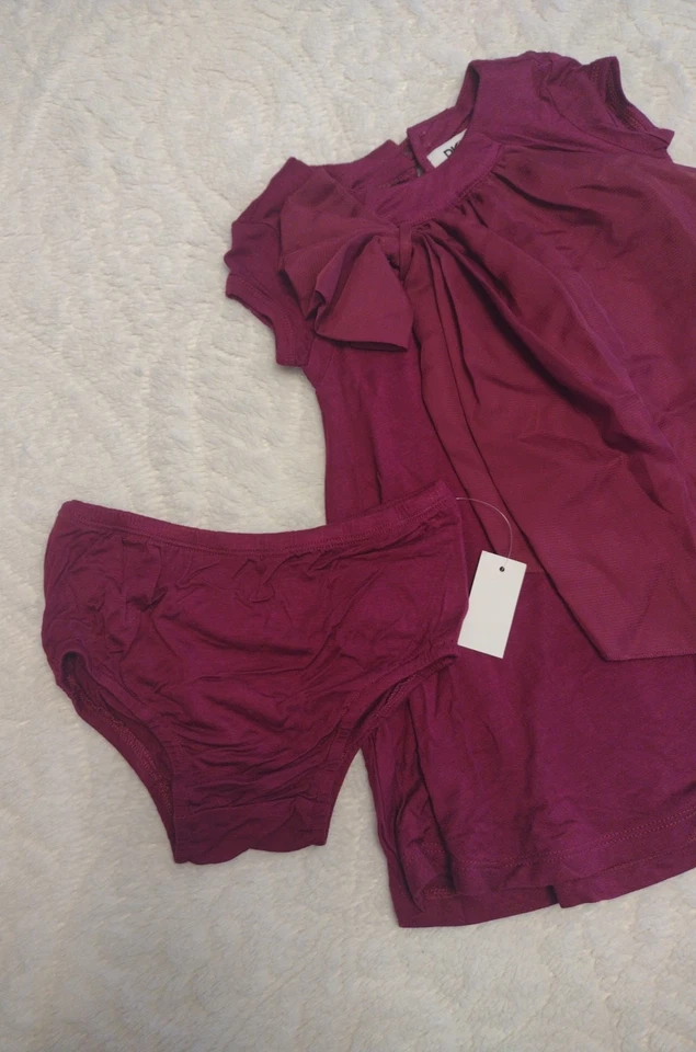 DKNY Babygirl Deep Plum Ruffle Dress And Panty  Size 18M New - Image 3 of 4