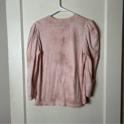 Raquel Allegra Rosa Tie Dye Abullonada Hombro Manga Top Mujer 2 S/M Hecho en EE. UU. - Imagen 7 de 9