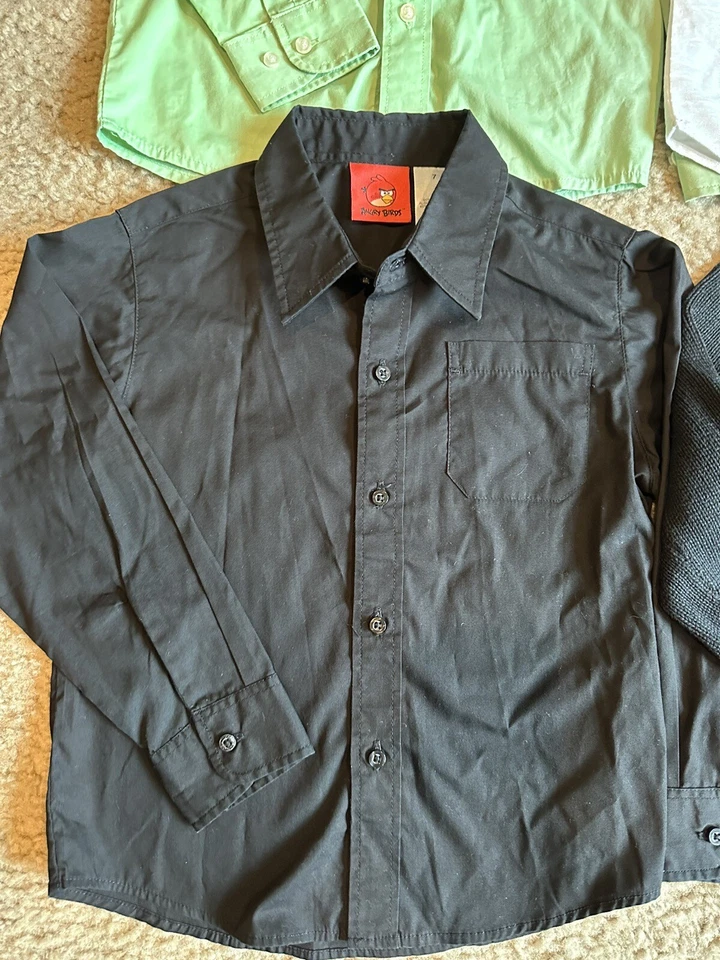 Chaps, Arrow, AngryBirds Boys Dress Shirts Long Sleeve•Sz 7•Sweater, Ties, Shoes - Image 2 of 4