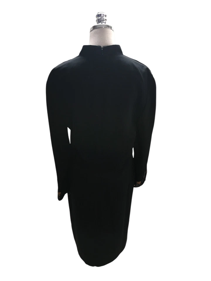 Vestido Saks Fifth Avenue Vintage Mujer Talla 10 Negro Daymor Alta Costura Lentejuelas Midi Foto 2 de 4