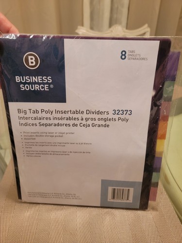 Business Source 32373 Pocket Divider 8 X Tab Print-on - 8.50