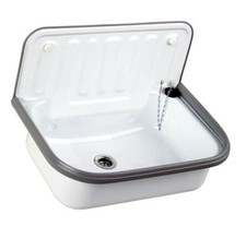 Weißes Waschbecken für draussen, Garten, Keller, Waschküche, Ausgussbecken 