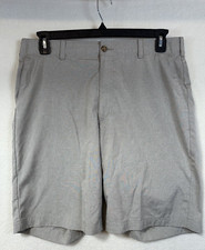 Perry Ellis Shorts Flat Front Khaki Chino Beige Tweed Look Mens Size 36