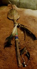 AWESOME NATIVE AMERICAN RATTLE RED EAR LEGAL SHAMAN MEDICINE RATTLE