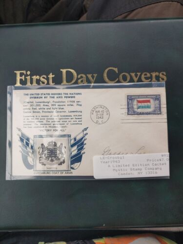 1943 Crosby Limited Edition FDC Scott# 912 Flag Of Luxemburg Stamp - Photo 1 sur 2