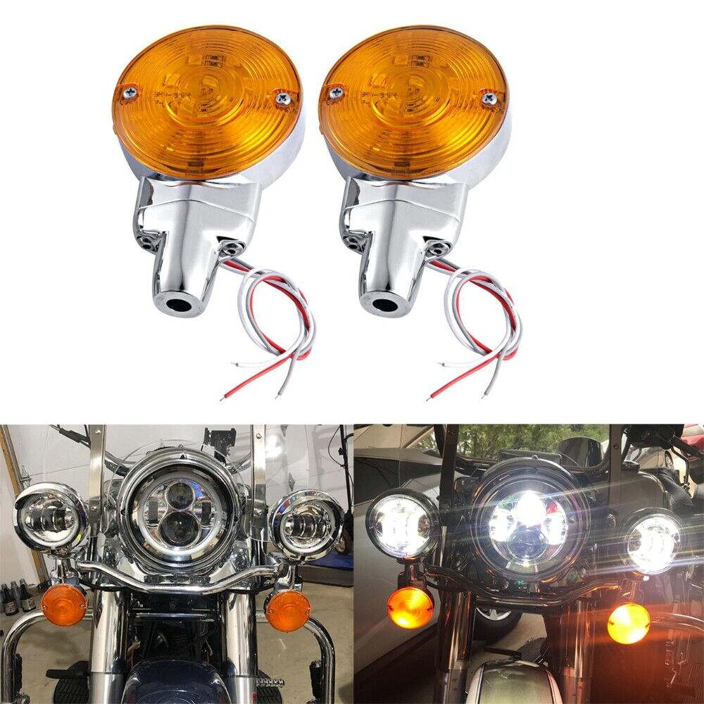 Motorcycle Amber FLAT LED Turn Signal Chrome for Harley Road King Glide FLTR