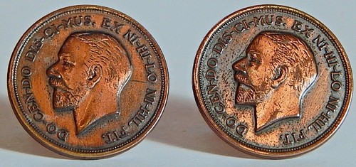 VINTAGE GROSSE KUPFER MANSCHETTENKNÖPFE DO-CAN-DO DIS-CI-MUS. EX NI HI-LO NI-HIL-FIT PAT PEND