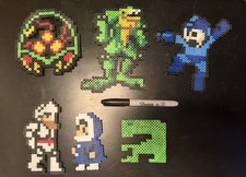 NES Perler Pixel Art Lot - ET BATTLETOADS METROID, MEGA MAN, etc