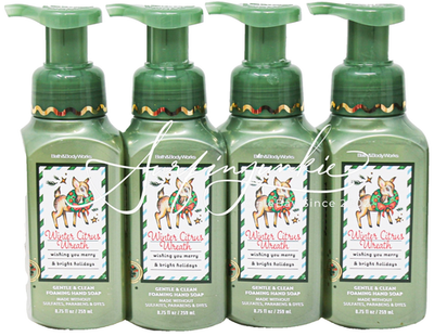 #ad Bath amp; Body Works Winter Citrus Wreath Hand Wash Soap Foaming Foam 4pc Green New $41.99