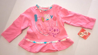 Fisher Price Ladybug Girls 12 Months Pink Long Sleeve Shirt 