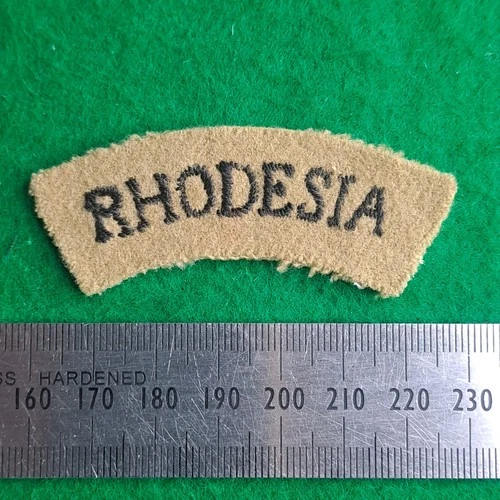 WW2 Rhodesian Nationality Shoulder Title Badge Emboidered Brown Wool - Rhodesia