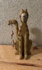 Vintage Wooden Hand Painted Cat Shelf Sitter With Fish & Bobber Decor