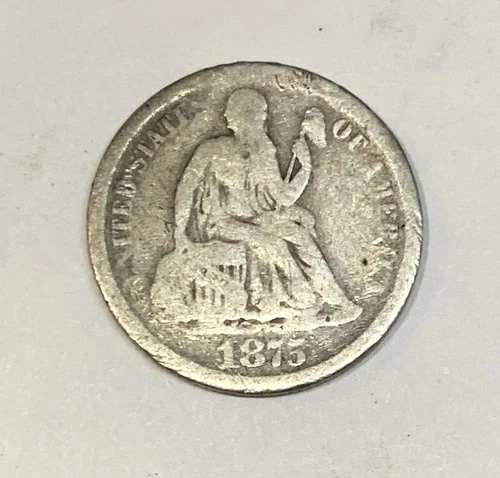 1875 CC Carson City seated liberty dime - -