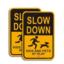 2pack Slow Down Kids And Pets At Play Signs 18   X 12   40mil Rust Free Alumi...