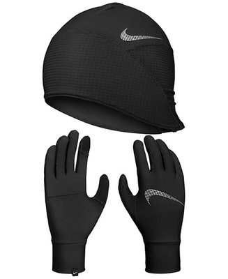 NIKE Womens Hat and Glove Set Lightweight Fleece Black XS/S $38 NWT