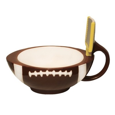 Football Shaped Bowl w/Goalpost Ceramic Candy Dish Soup Cereal Cup Mug 12oz
