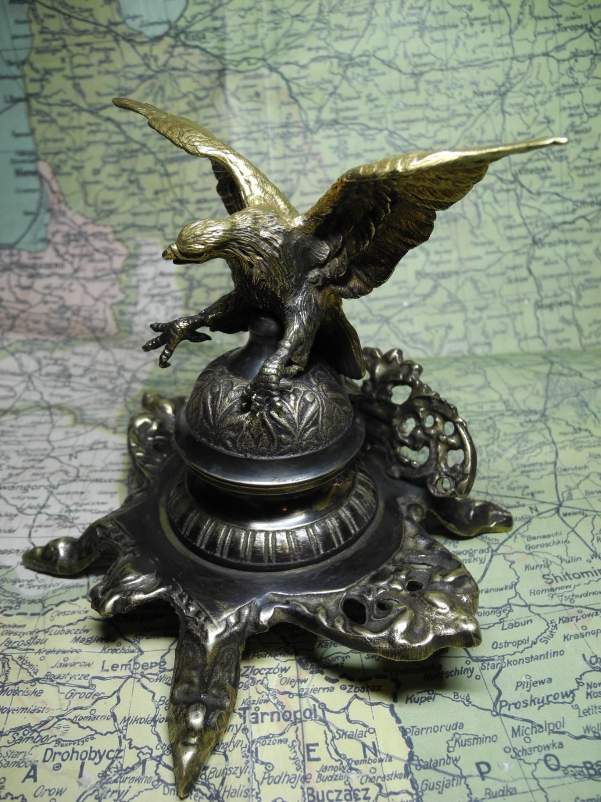 WW1 Antique bronze  inkwell of the regimental scribe of the Kaiser's army.