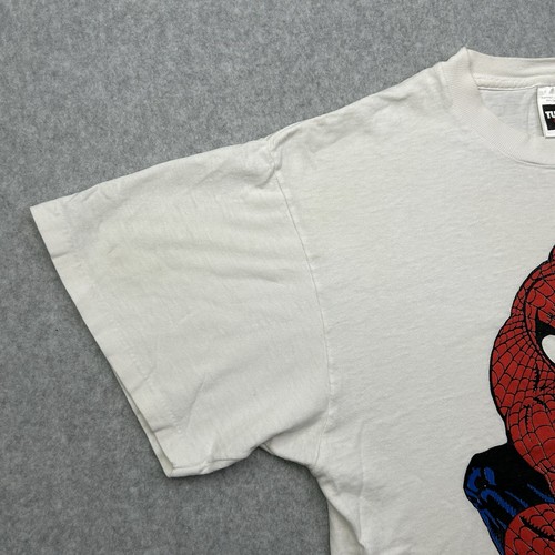 Vintage 90s Spiderman T-Shirt Marvel Comics White Size Large Single Stitch USA - Picture 6 of 15