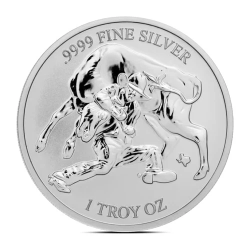 2024 1 oz Texas Mint Steer Wrestling Silver Reverse Proof Round
