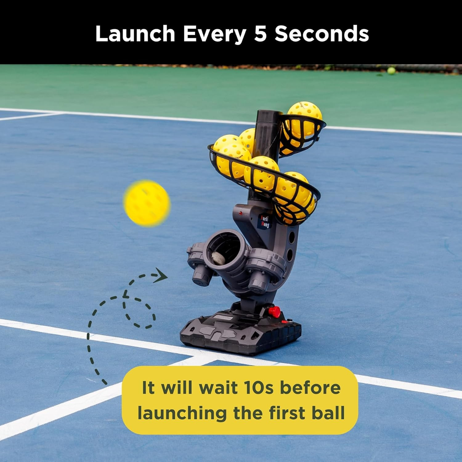 388PBH Pickleball Machine, 4 Adjustable Angles, Includes 9 Pickleballs, Powered