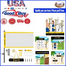 Outdoor Volleyball and Badminton Combo Set with Adjustable Net and Accessorie...