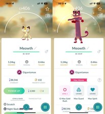Brillante GMAX Meowth GlGANTAMAX - PTCs 0r COMERCIO - Leer descripción