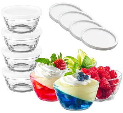 16pc Set of Small Glass Bowls with Airtight Lids - 8oz Stackable Custard  Cups... 850058101101| eBay