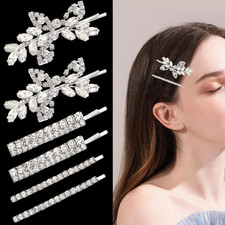 6 Pieces Rhinestone Bridal Hair Clip, Leaf Wedding Hairpin Bride Crystal Hair Pi